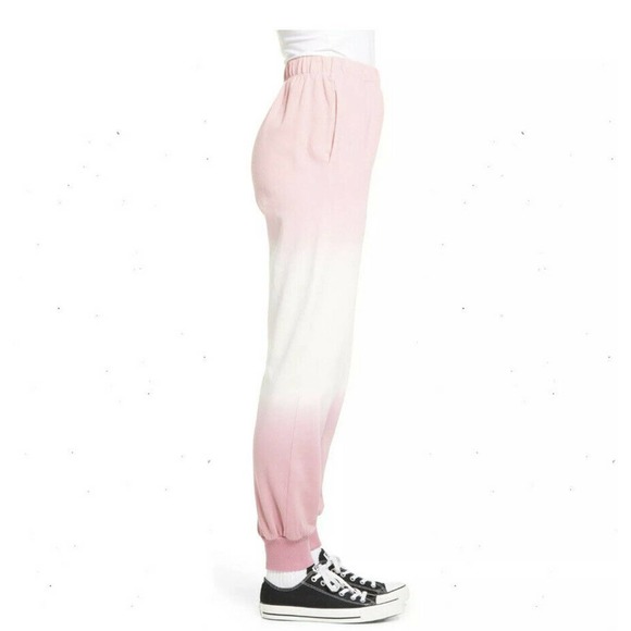 NEW BP. Knit Dip Dye Joggers Rib Elastic Waist High-Rise Pockets Pink Small Aa8 - Picture 2 of 6